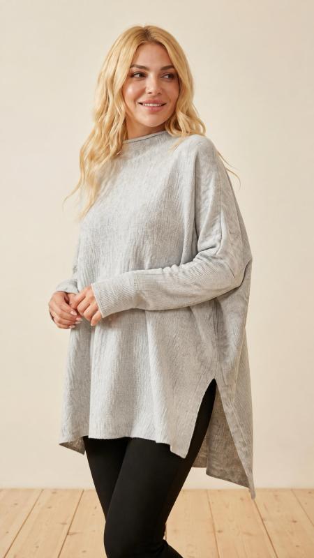 Oversize Yırtmaç Detaylı Basic Tunik 